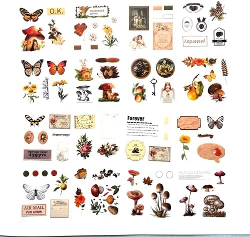TIYPKE 508pcs DIY Aesthetic Scrapbooking Supplies Kit - Vintage Junk Journal Kit Mystical Jungle Journal Stickers for Journaling Plant Butterfly Flower Mushroom Insect Stickers Stuff for Adult - Image 5