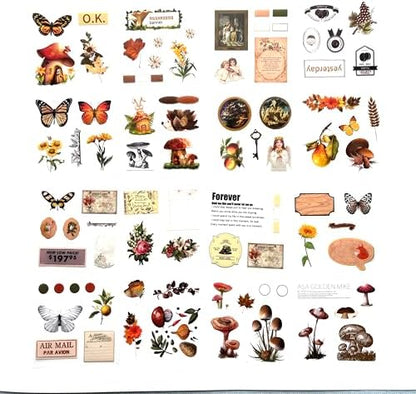 TIYPKE 508pcs DIY Aesthetic Scrapbooking Supplies Kit - Vintage Junk Journal Kit Mystical Jungle Journal Stickers for Journaling Plant Butterfly Flower Mushroom Insect Stickers Stuff for Adult - Image 5