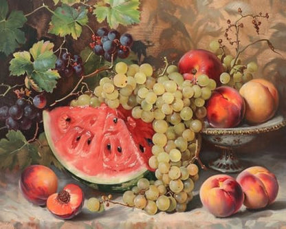 Tucocoo Fruits DIY Paint by Numbers for Adults Vintage Fruits DIY Digital Oil Painting Grape Watermelon Orange Peach Plum Painting Kits Canvas Acrylic Paint Funny Room Decor 16x20 Inch （DIY Frame ） - Image 2