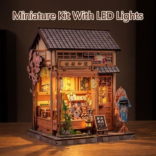 Fsolis Japanese Book Nook Kit Miniature Store, Sakura O Kimono Shop - Image 4