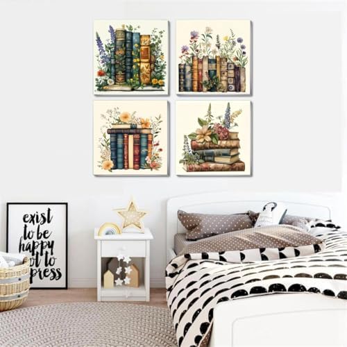Fotasmua 4 Pack Framed Paint by Numbers for Adult, Book Paint by Numbers Kit for Adults Kids, DIY Flowers Acrylic Painting on Canvas for Home Wall Art Decor 8 x 8 Inch - Image 4
