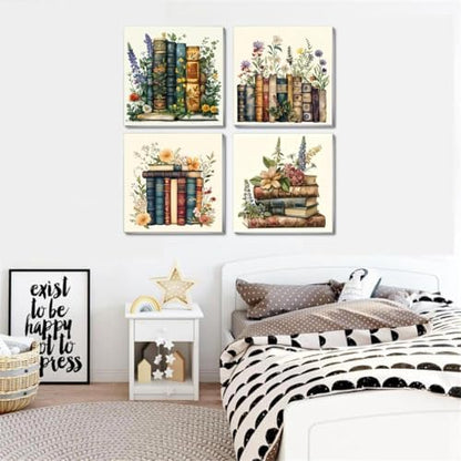 Fotasmua 4 Pack Framed Paint by Numbers for Adult, Book Paint by Numbers Kit for Adults Kids, DIY Flowers Acrylic Painting on Canvas for Home Wall Art Decor 8 x 8 Inch - Image 4