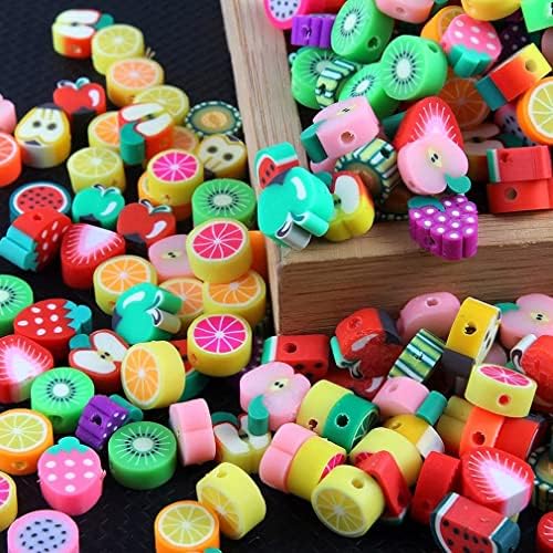 100pcs Mixed Fruit Polymer Clay Spacer Beads for Women Jewelry Making DIY Bracelet Necklace Hair Clip Accessories (Fruit) - Image 2