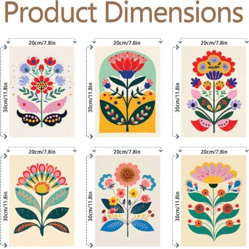 Clendo 6 Pack DIY Paint by Numbers Kit for Adults Beginner, Flower Adult Paint by Number Kits on Canvas Without Frame, Easy Floral Acrylic Oil Art and Crafts Kits Perfect for Home Decor 8x12 Inch - Image 2