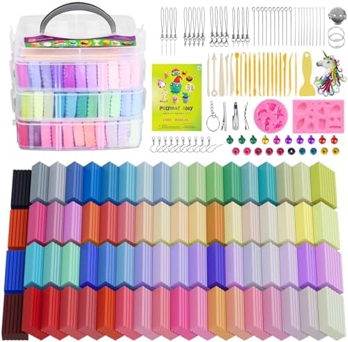 Cyajm 72 Colors Polymer Clay Kit, DIY Jewelry Crafts Gifts for Beginners by CyAJM