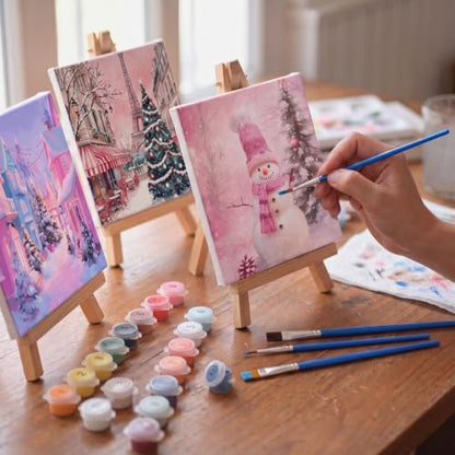 YooNotee 6 Pack Ghost Paint by Numbers Kit on Canvas with Wooden Easels & Brushes, 12x8 Inch Halloween Canvas Art Set for Adults Easy Acrylic Paint Kit Beginner for Halloween Home Decor - Image 6