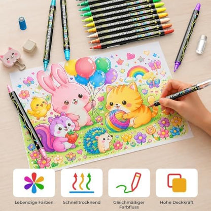 Betem48 Colors Dual Tip Acrylic Paint Markers, Fabric Decorating Kits - Image 6