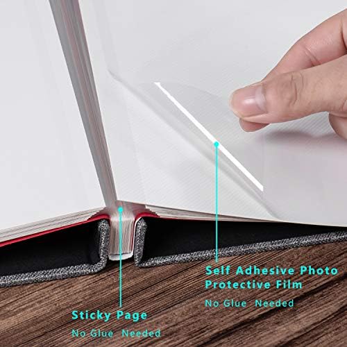 Large Photo Album Self Adhesive for 4x6 5x7 8x10 Pictures Magnetic Scrapbook Album 20 Sheets / 40 Pages Linen Cover DIY Photo Album with A Metallic Pen and and Plastic Board(Grey) - Image 5