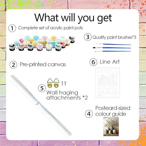 Flower Paint by Numbers Kit for Adults,Olive Blossom Adult Painting by Numbers for Beginner on Canvas,DIY Painting Kits for Home Wall Decor,Gifts (Flower6) - Image 4