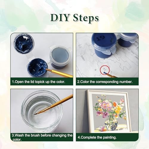 PHANTASYART Flowers Vased Paint by Numbers Kit for Adults 16x16inch - Image 7