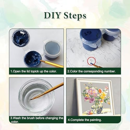 PHANTASYART Flowers Vased Paint by Numbers Kit for Adults 16x16inch - Image 7
