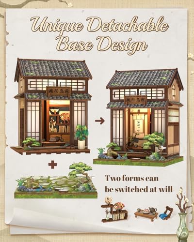 Cutefun Book Nook Kit - DIY Miniature House Kit for Adults, Teens and Beginners, Japanese Tea Room Booknook Tiny House Bookshelf Decor 3D Wooden Puzzles, Gifts for Friends and Family (Tea House) - Image 4