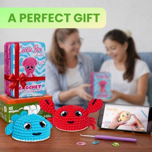 Cookie Box Crochet Kit for Beginners, Frog Mr. Ribbit - Image 6