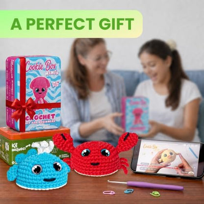 Cookie Box Crochet Kit for Beginners, Frog Mr. Ribbit - Image 6