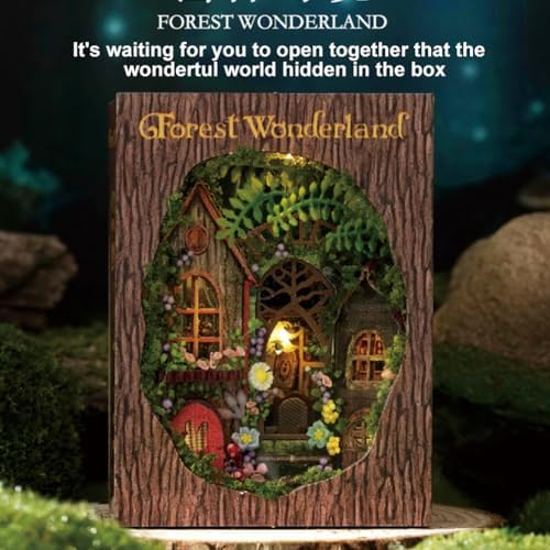 Mini 3D Wooden Doll House Craft Model with LED,DIY Miniature and Furniture Dollhouse Kit,Creative Room Idea for Valentine's Day Birthday Gift (Forest Wonderland) - Image 2