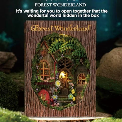 Mini 3D Wooden Doll House Craft Model with LED,DIY Miniature and Furniture Dollhouse Kit,Creative Room Idea for Valentine's Day Birthday Gift (Forest Wonderland) - Image 2