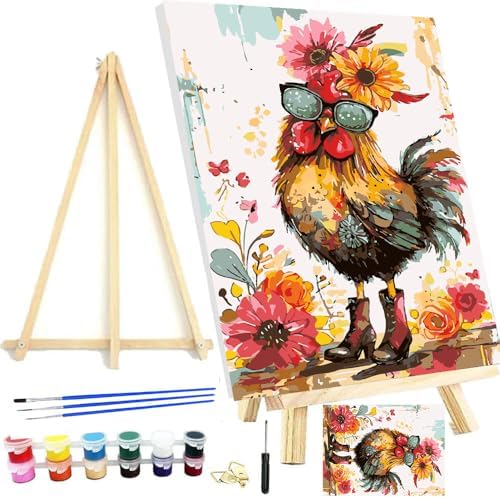 Meothan Framed Paint by Numbers Kits for Adults 12x16in with Wooden Easel by MeothanDiamondPainting