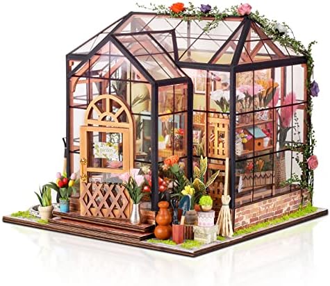 GuDoQi DIY Miniature Dollhouse Kit, Tiny House with Furniture, 1:24 Scale, Handmade Gift for Birthday Christmas Day, Jenny Greenhouse Flower Shop by GuDoQi