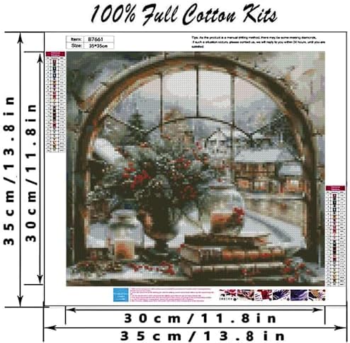 Winter Snow Landscape Cross Stitch Kit for Beginners, 13.7x13.7 inch - Image 2