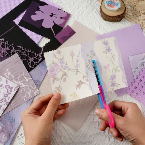 50 Sheets Purple Scrapbook Paper, A5 Scrapbooking Textured Decor Papers - Image 4