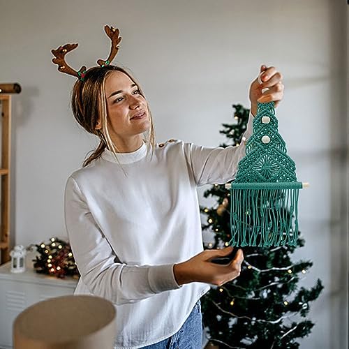 INFUNLY Christmas Tree Macrame Kit Winter DIY Macrame Kit for Adult Beginners Green Xmas Tree Macrame Wall Hanging Macrame Cord Kit for Christmas Halloween Home Room Decor with Instruction - Image 5