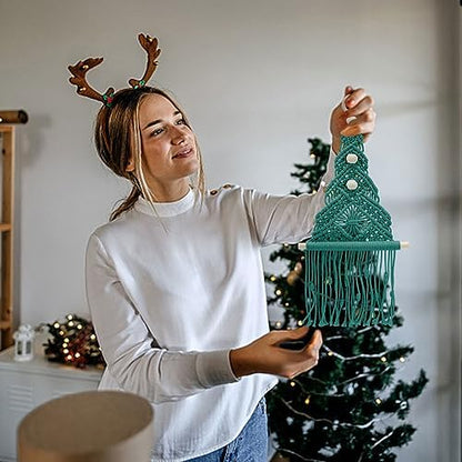 INFUNLY Christmas Tree Macrame Kit Winter DIY Macrame Kit for Adult Beginners Green Xmas Tree Macrame Wall Hanging Macrame Cord Kit for Christmas Halloween Home Room Decor with Instruction - Image 5