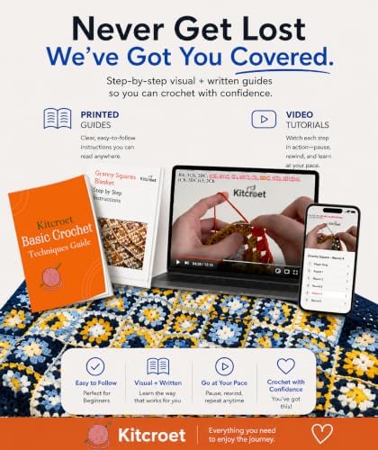 Kitcroet Granny Square Blanket Crochet Kit for Beginners, Easy Crochet Kit - Image 2