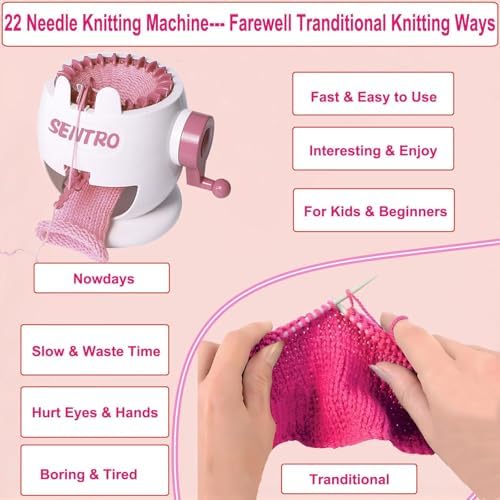 PKHOUHYI Sentro 22 Knitting Machine, Sentro 22 Needles Knitting Machine Automatic Circular Weaving Spinning Knitting Loom Machine Kit for Adults and Beginners for Scarf/Hats/Sweater/Kintting Toys - Image 6