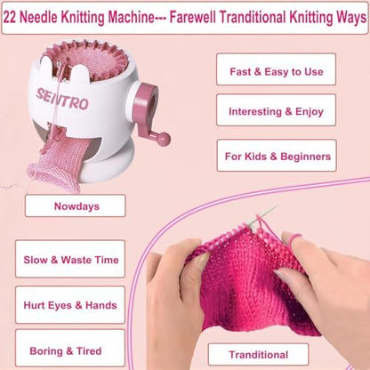 PKHOUHYI Sentro 22 Knitting Machine, Sentro 22 Needles Knitting Machine Automatic Circular Weaving Spinning Knitting Loom Machine Kit for Adults and Beginners for Scarf/Hats/Sweater/Kintting Toys - Image 6