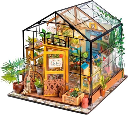 ROBOTIME DIY Miniature House Kit Mini Green House Tiny Dollhouse Wooden Furniture Kit with LED Halloween/Christmas/Birthday Gifts for Adults (Cathy's Greenhouse) by ROBOTIMEBuildingThingstoLife