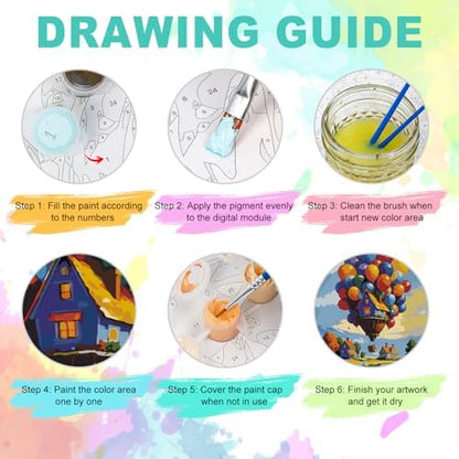 Paint by Numbers Kit for Adults, Balloon House Number Painting, 16x20 Inch - Image 5
