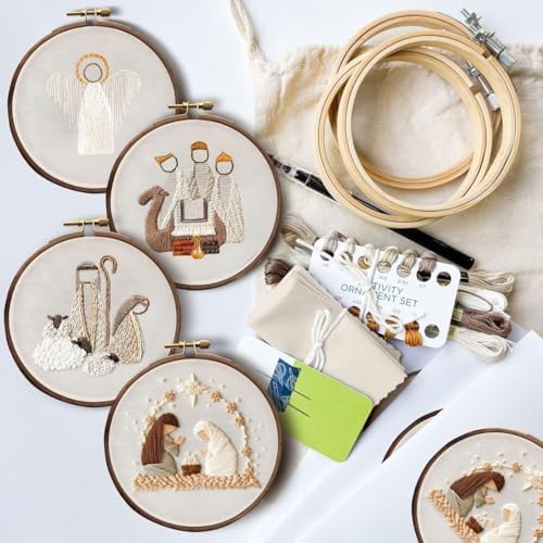 YOUDRN Nativity Scene Embroidery Kit, 4 Set Christmas Embroidery Kits - Image 4