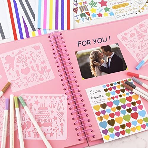 GOTIDEAL 12 x 12 Inch Scrapbook Album with 10 Metallic Markers, Pink - Image 7