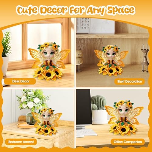 Morcolplus Sunflower Crochet Kit for Beginners & Adults, Amigurumi Crochet Flower Starter Kit with Video Tutorials, DIY Yarn Craft Kit, Handmade Sunflower Doll Gift for Women & Home Decor - Image 3