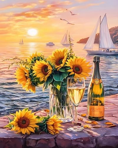 Possoco Paint by Numbers Kit for Adults Beginner, Sunflower Adult Paint by Number Kits on Canvas, Landscape DIY Acrylic Watercolor Oil Paint by Number for Adults Teens for Home Decor Gift 16x20 Inch by Unknown