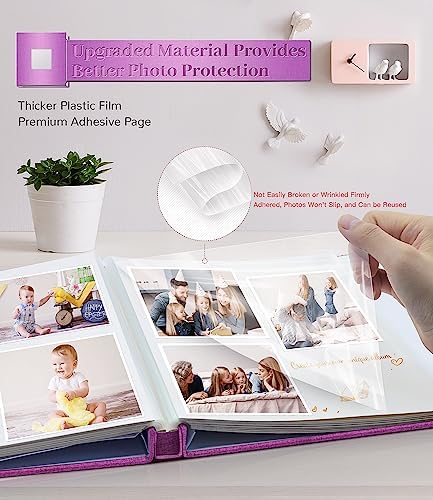 Artfeel Photo Album Self Adhesive Scrapbook Album for 3x5 4x6 5x7 8x10 Pictures,40 Pages Linen Cover with Display Window DIY Photo Book,Ideal Gifts for Family Travel Wedding Baby - Image 3