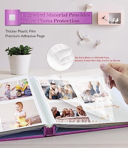 Artfeel Photo Album Self Adhesive Scrapbook Album for 3x5 4x6 5x7 8x10 Pictures,40 Pages Linen Cover with Display Window DIY Photo Book,Ideal Gifts for Family Travel Wedding Baby - Image 3
