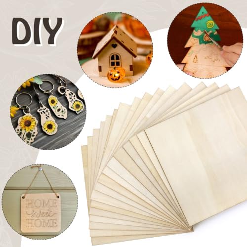 Blisstime 16PCS 6x6 Inch Wood Squares Unfinished Square Wood Pieces for Crafts,Painting, Writing, DIY Supplies, Engraving and Carving, Home Decorations (6x6 Inch 16Pcs) - Image 6