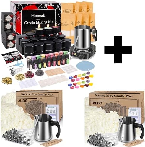 Haccah Complete Candle Making Kit with Wax Melter,Candle Making Supplies,DIY Arts&Crafts Kits Gift for Kids,Beginners,Adults,Including Soy Wax, Electronic Stove,Wicks,Rich Scents,Centering Devices,Et by CandleMakingKits