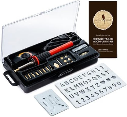 Wood Burning Kit 22PCS, Adjustable Temperature Pen with 18 Tips&Accessories All in a Storage Case - Complete Gift for Mastering The Art of Pyrography by Scissor-Tailed