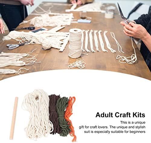 TANGUOX Macrame Kit with Pattern, DIY Weaving Craft Kit for Adults, Bohemian Tapestry Making Set Including Instructions, 20x32cm Wall Hanging for Home Decor - Image 5