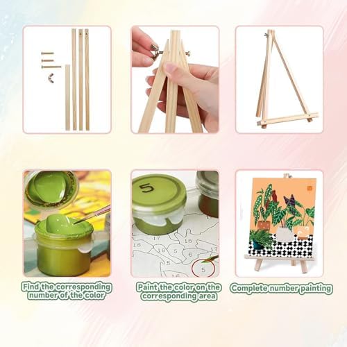 ICYANART 4 Pack Plant Paint by Numbers kit for Adults with Frame and Wooden - Image 6