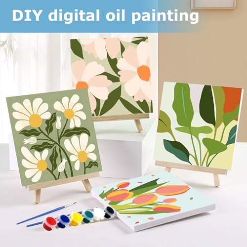 Flowers Paint by Numbers Kit for Adults, Adult Paint by Numbers Kits 8x8 in - Image 4