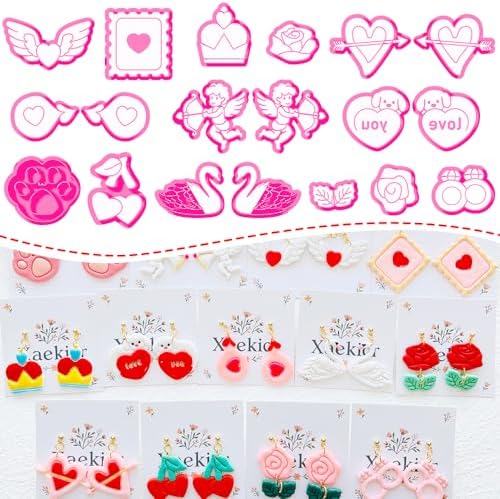 Valentine’s Day Polymer Clay Cutters Set – Romantic Polymer Clay Molds, Clay Cutters, Clay Earring Cutters, Clay Tools by Xaekicr