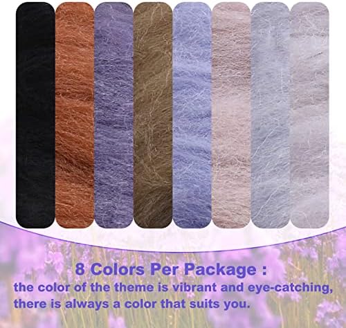 Wonvoc Needle Felting Wool 2.82oz /80g, 8 Colors Wool Roving (Grey) - Image 3