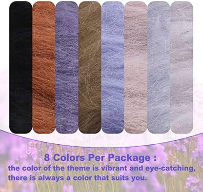 Wonvoc Needle Felting Wool 2.82oz /80g, 8 Colors Wool Roving (Grey) - Image 3