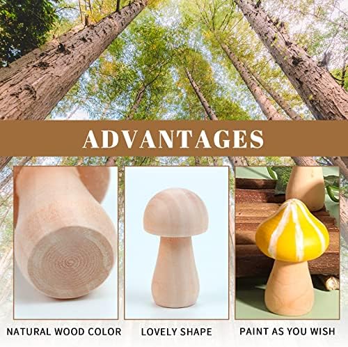 36 Pieces Unfinished Wooden Mushrooms 6 Size Natural Plain Unpainted Wooden Mini Mushroom Figurines for DIY Art Crafts Projects DIY Paint Color Home Desk Bookshelves Ornaments - Image 4