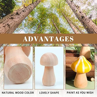 36 Pieces Unfinished Wooden Mushrooms 6 Size Natural Plain Unpainted Wooden Mini Mushroom Figurines for DIY Art Crafts Projects DIY Paint Color Home Desk Bookshelves Ornaments - Image 4