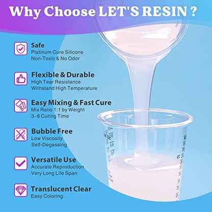 LET'S RESIN Silicone Mold Making Kit 21oz Bundle with 0.5Gallon Crystal Clear Epoxy Resin - Image 3
