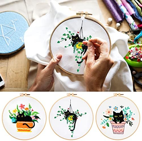 Nuberlic 3 Pack Embroidery Kit for Beginners with Cat Pattern - Image 6